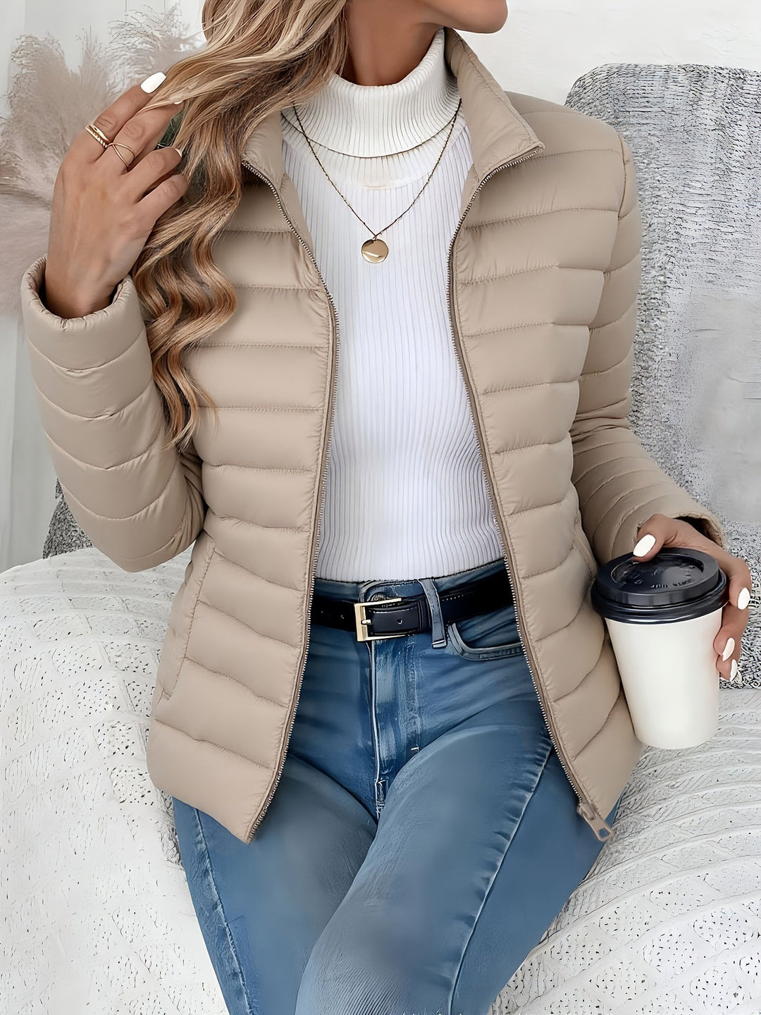 Vivienne | Letvægts Stand-Collar Puffer Jakke