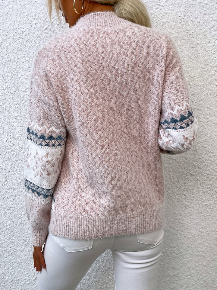 Tamsin | Cozy Snowflake Mock-Neck Sweater