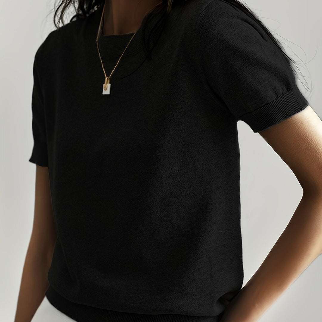 Harriet | Finstrikket T-Shirt med Korte Ærmer