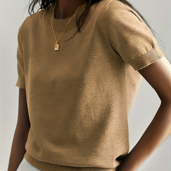 Harriet | Finstrikket T-Shirt med Korte Ærmer