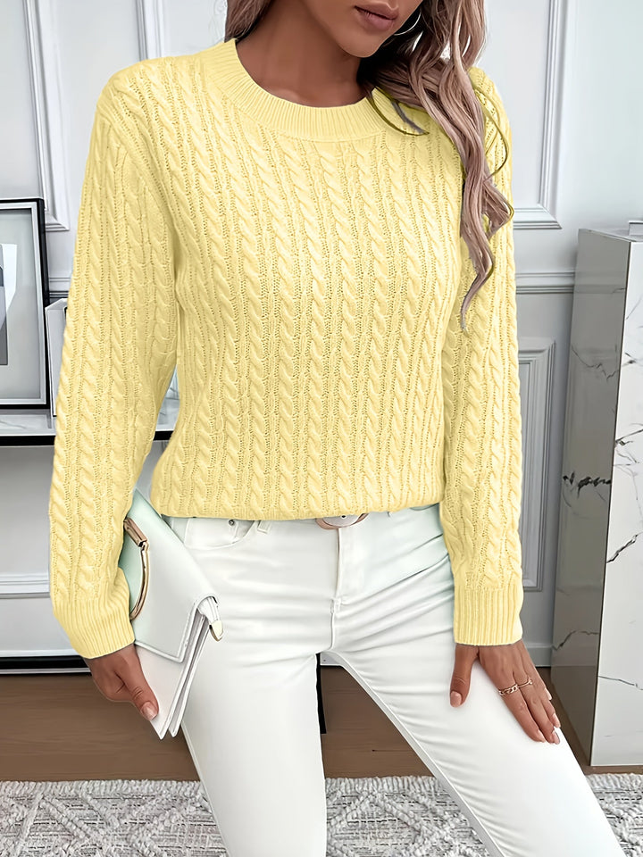 Faye | Kabelstrikket Rundhalset Sweater
