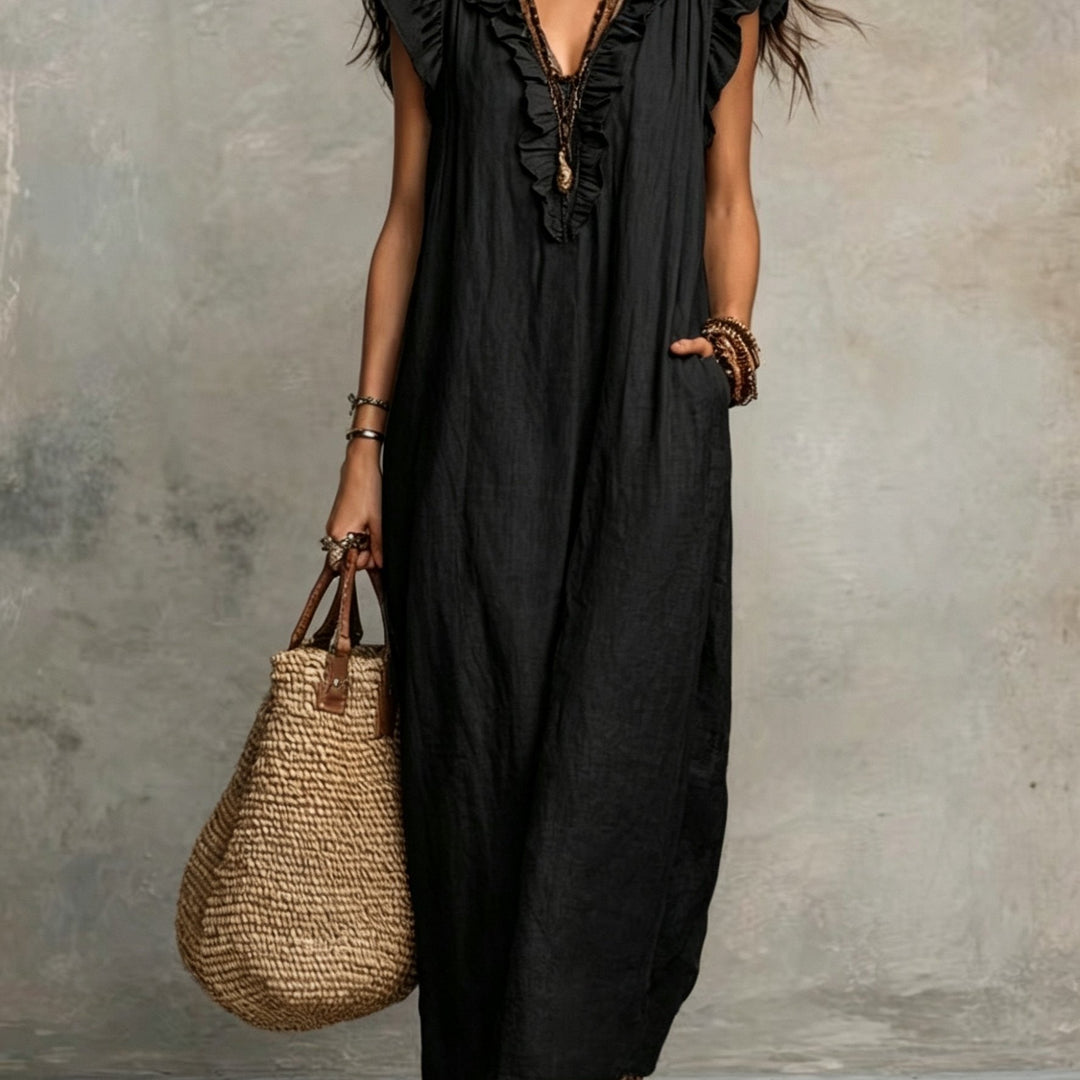 Marisol | Rynket Bohemian Maxi Kjole