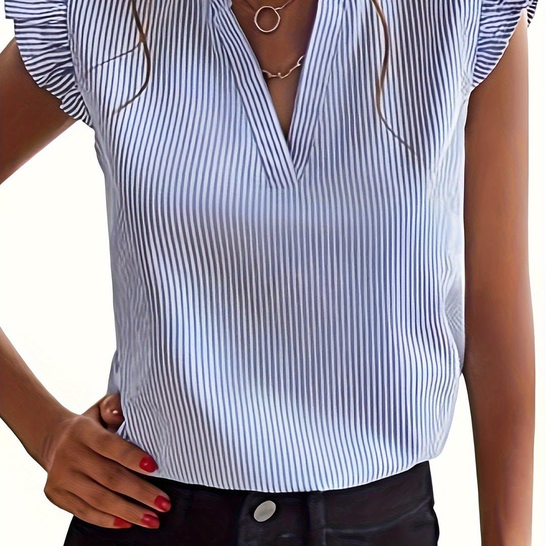 Rowan | Ruffle-Ærme V-Hals Bluse