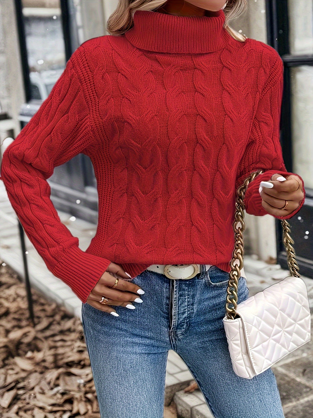 Celeste | Cozy Cable-Knit Turtleneck Sweater