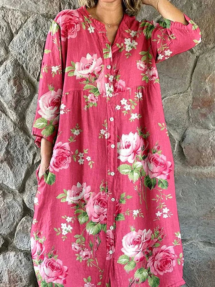 Maddie | Stilfuld Oversized Kunstnerisk Blomsterkjole