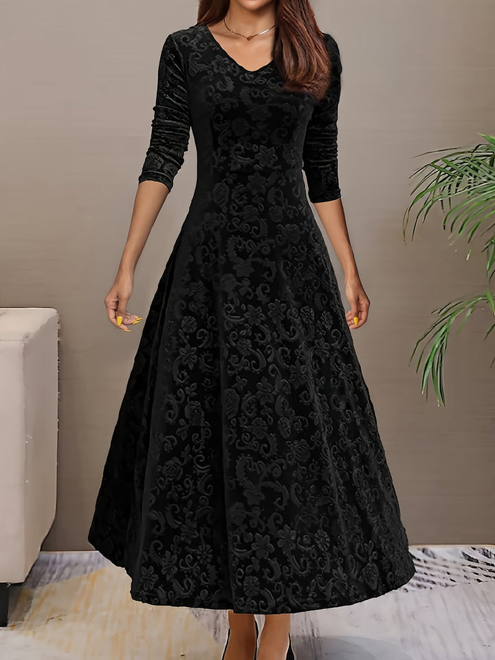 Adeline | Elegant Langærmet Midi Kjole
