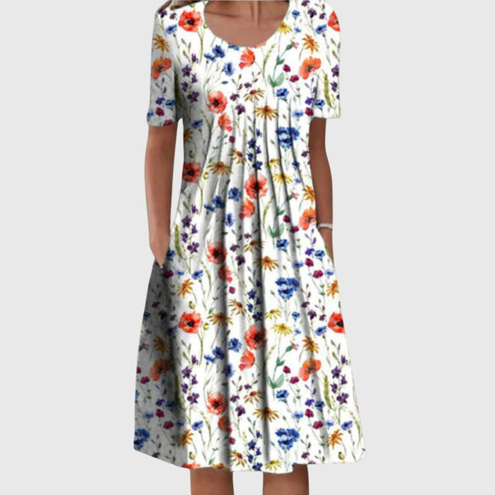 Scarlett | Elegant Rund Hals Printet Kjole