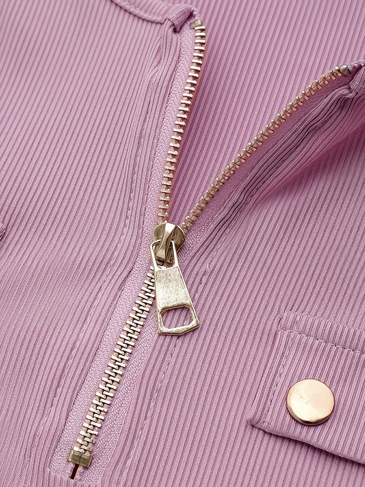 Wendy | Ribbede Zip-Front Top