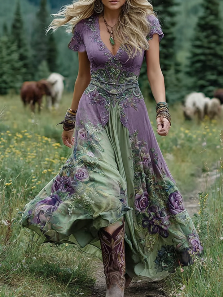 Natalie | Elegant Floral Maxi Kjole