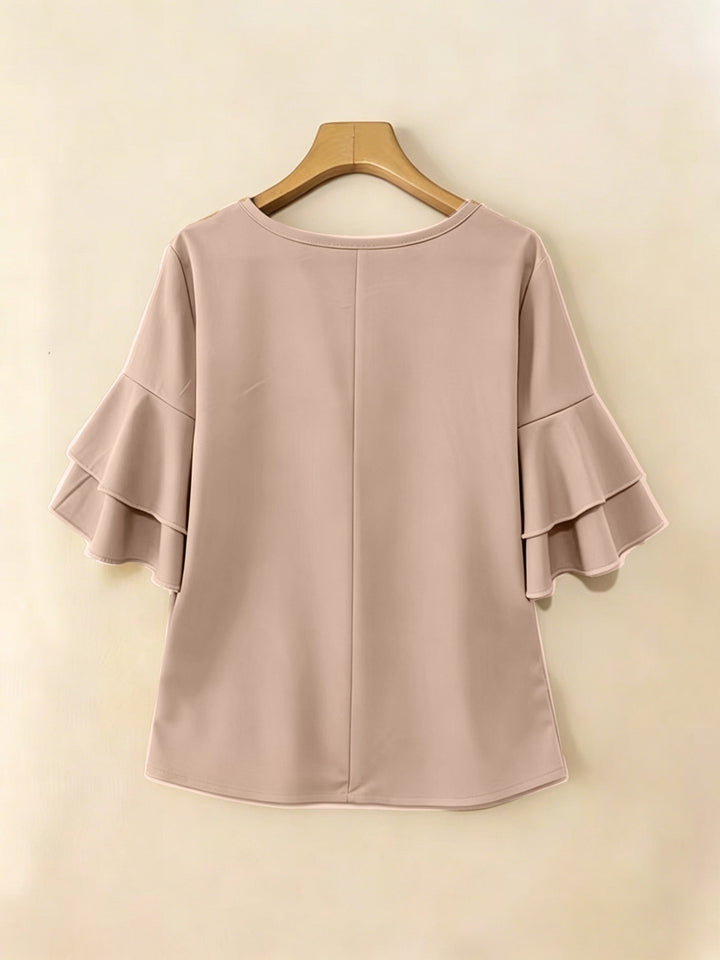 Karen | Bluse med Flared-ærmer og Plisseringer