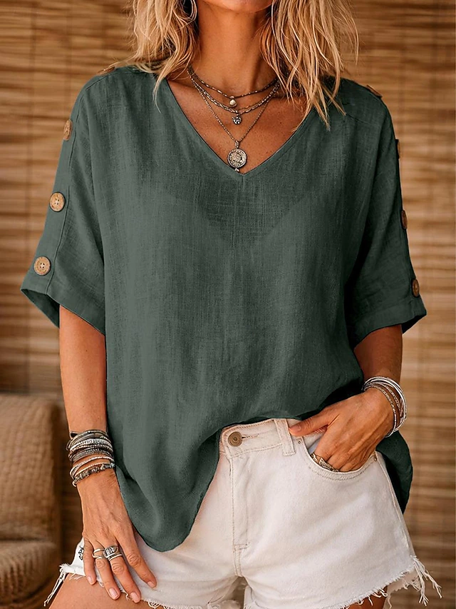 Rosanna | Afslappet Bluse med Knapærmer