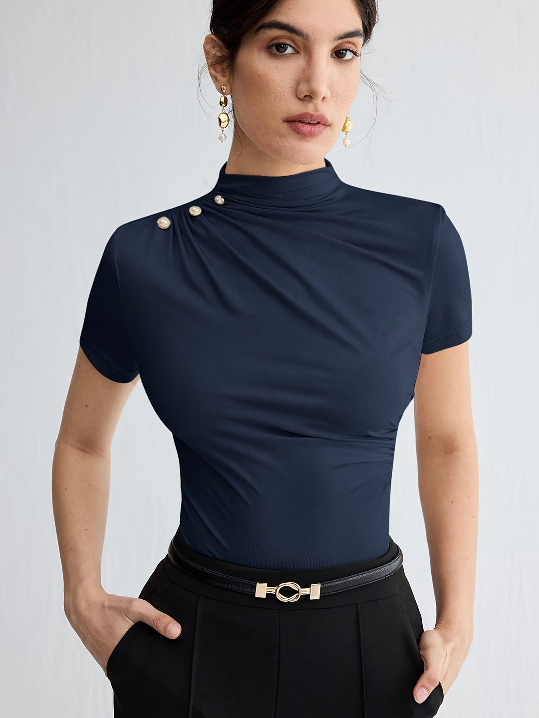 Sienna | Mock Neck Kortærmet Top