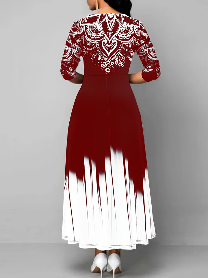 Nadia | Ornate Print Flared Maxi Kjole