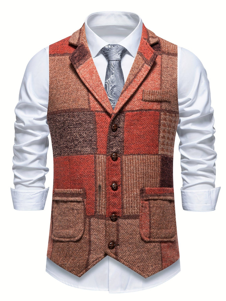 Trevor | Patchwork Vest med Herringbone Mønster
