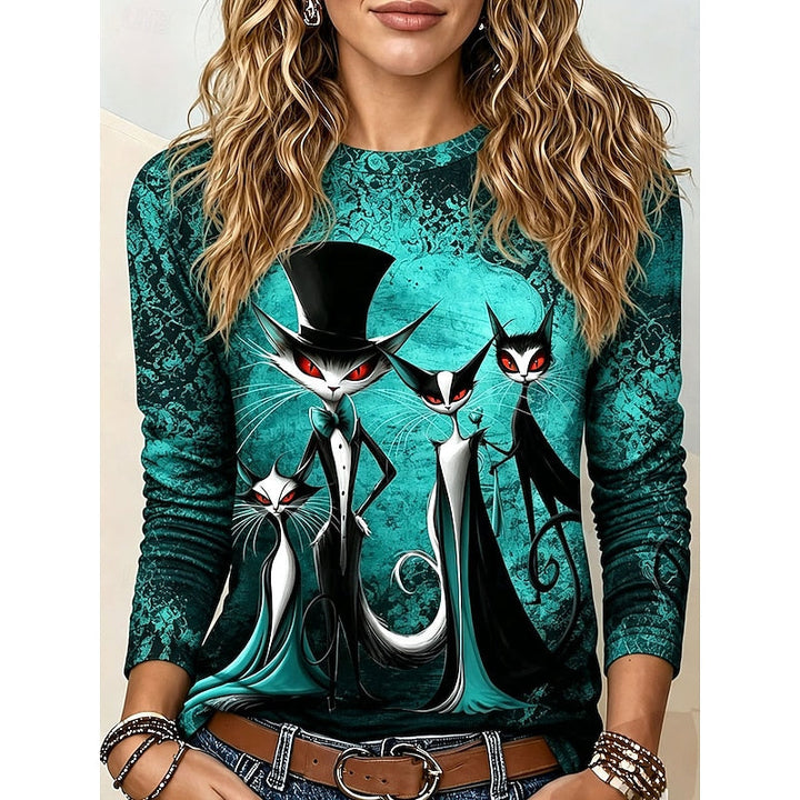 Katherine | Halloween Gothic Graphic Langærmet Top