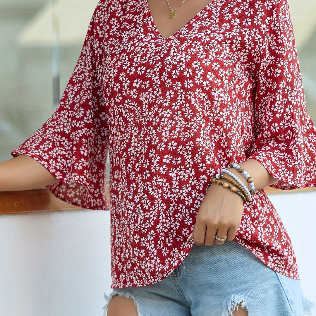 Lorraine | Floral Ruffle-Ærme Bluse