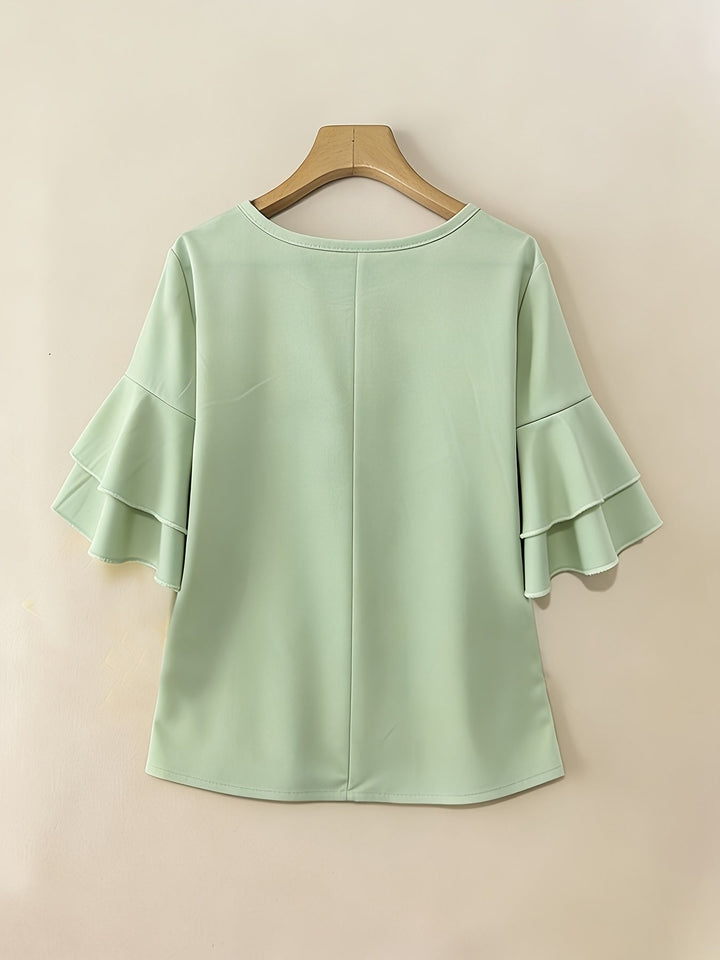 Karen | Bluse med Flared-ærmer og Plisseringer