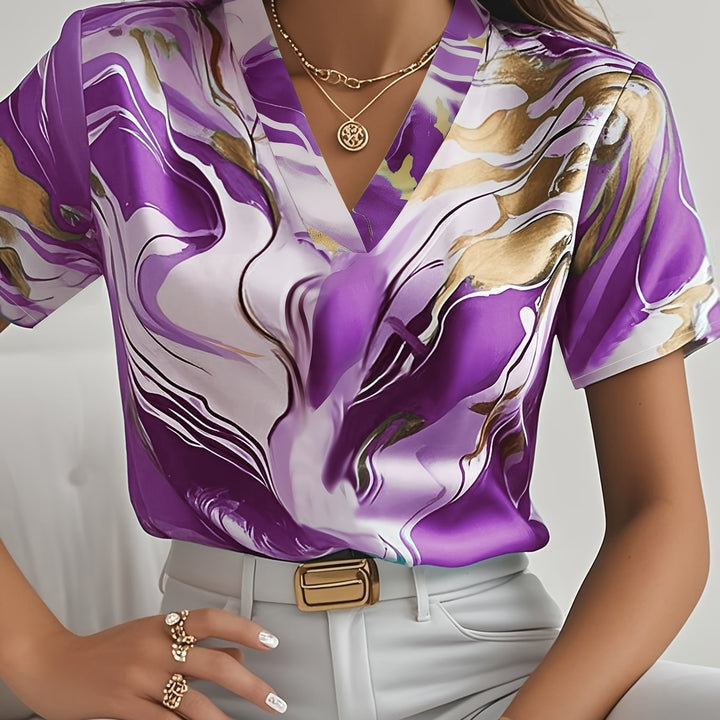 Joanna | Kunstnerisk Swirl-Print Bluse