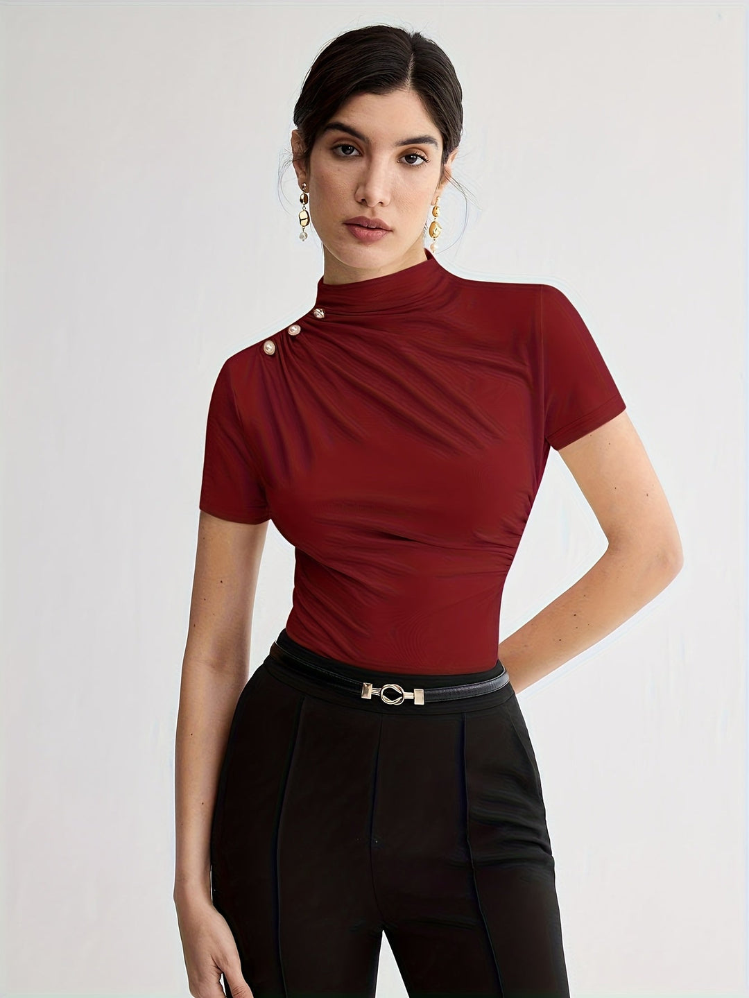 Sienna | Mock Neck Kortærmet Top