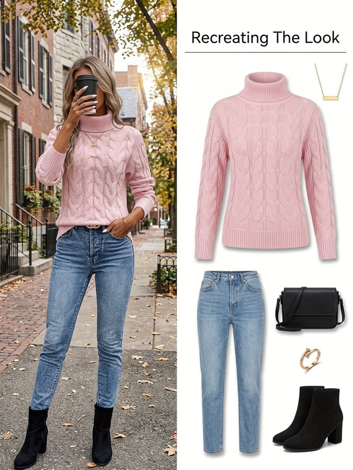Celeste | Cozy Cable-Knit Turtleneck Sweater