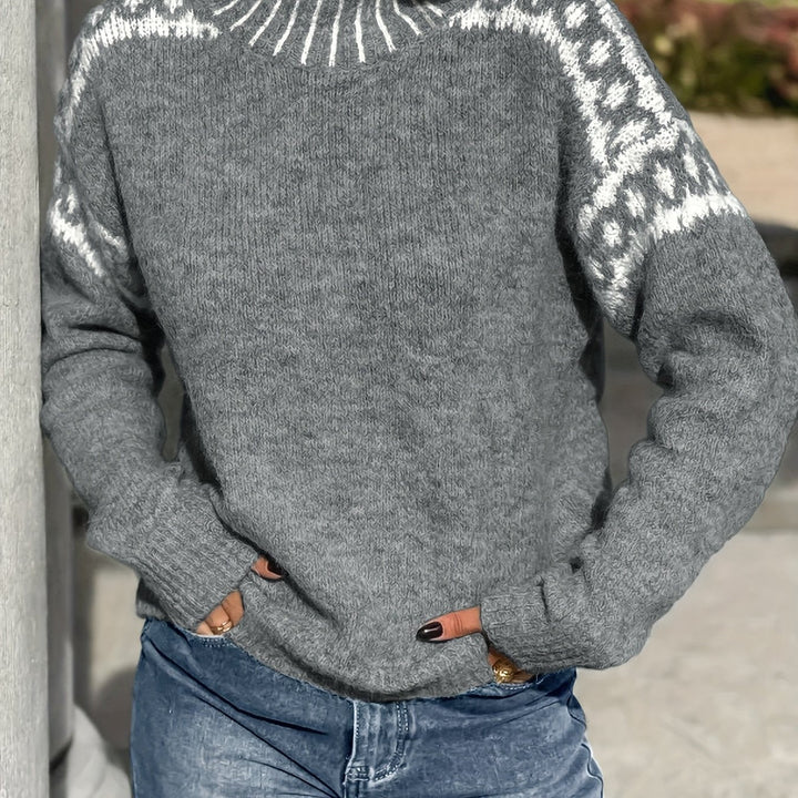 Corinna | Kontrast-Bånd Mock-Neck Sweater
