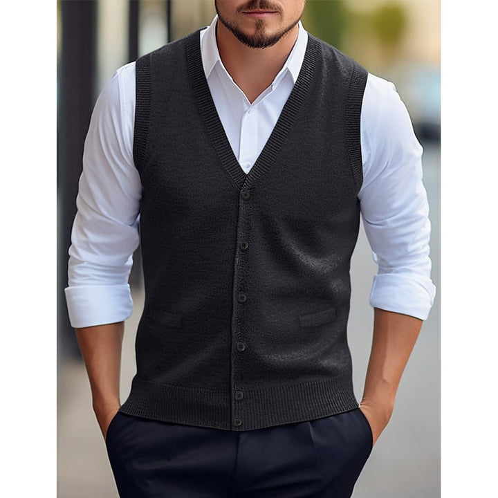 Leonard | Knappet V-Hals Sweater Vest