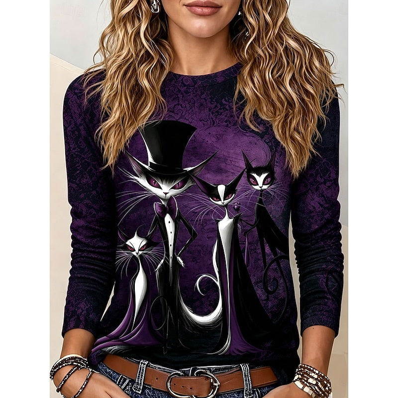 Katherine | Halloween Gothic Graphic Langærmet Top