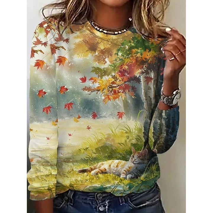 Penelope | Botanisk Print Langærmet Top