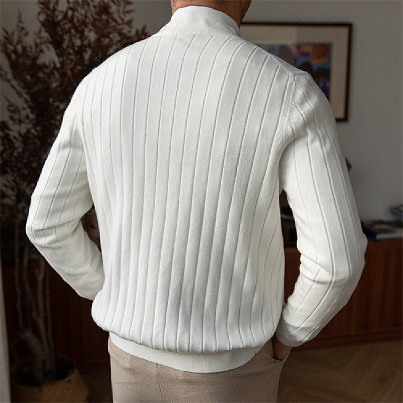 Vincent | Ribbet V-Hals Knap Cardigan