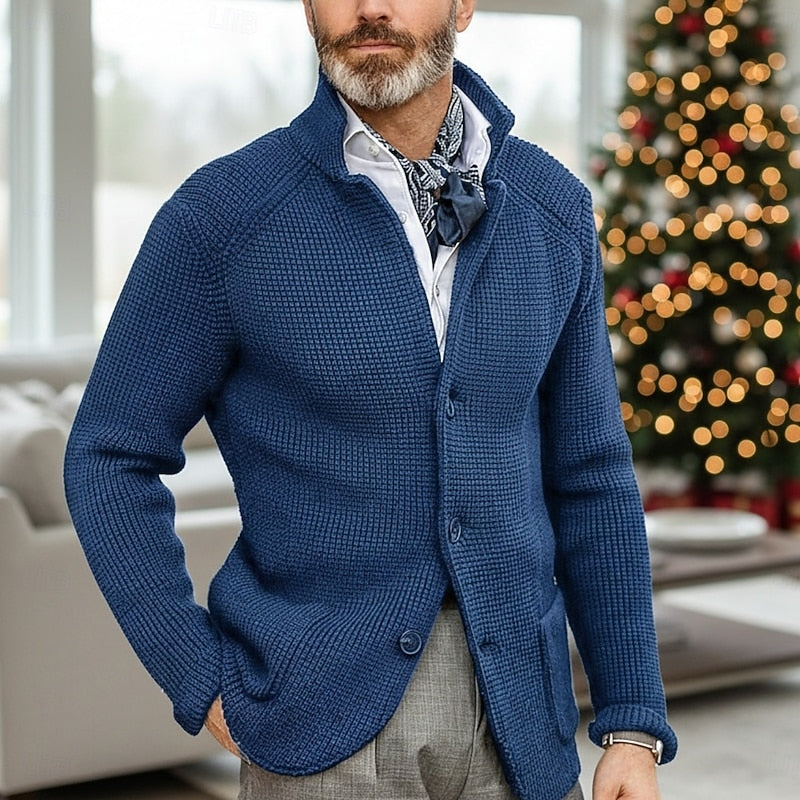 Archer | Tekstureret Stående Krave Cardigan