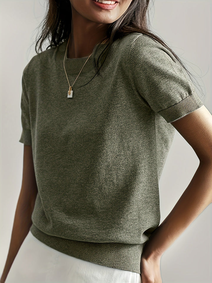 Harriet | Finstrikket T-Shirt med Korte Ærmer
