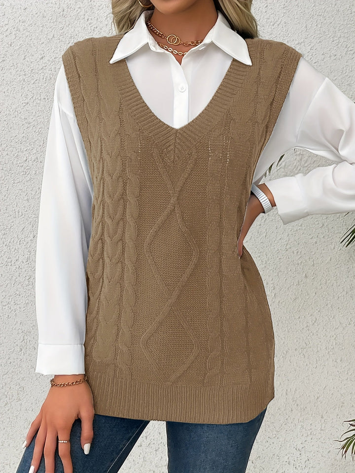 Cora | Cozy Cable-Knit V-Hals Sweater Vest