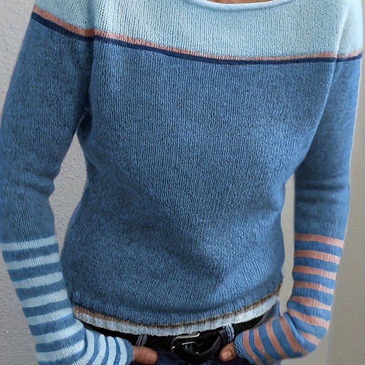 Francesca | Farveblok Båd Hals Sweater