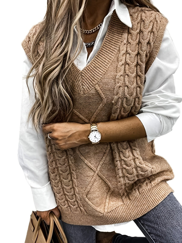 Cora | Cozy Cable-Knit V-Hals Sweater Vest