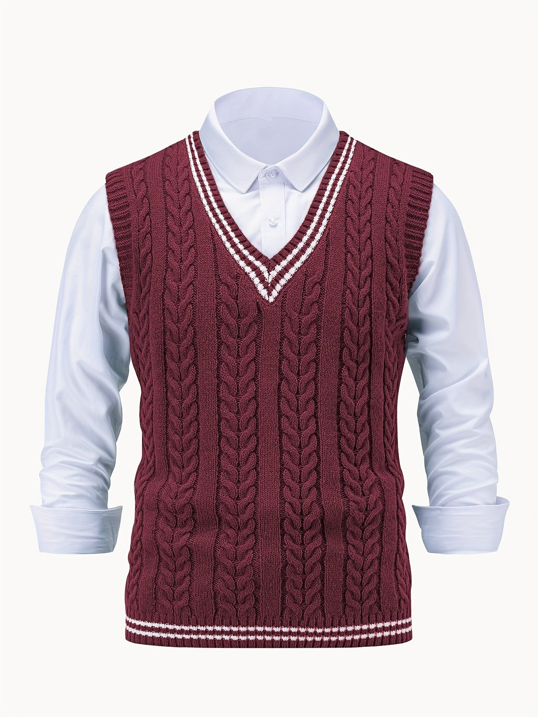 Gideon | Kabelstrikket V-hals Sweater Vest
