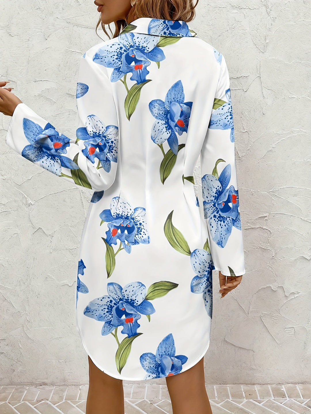 Josie | Blomsterknap-front Skjortekjole