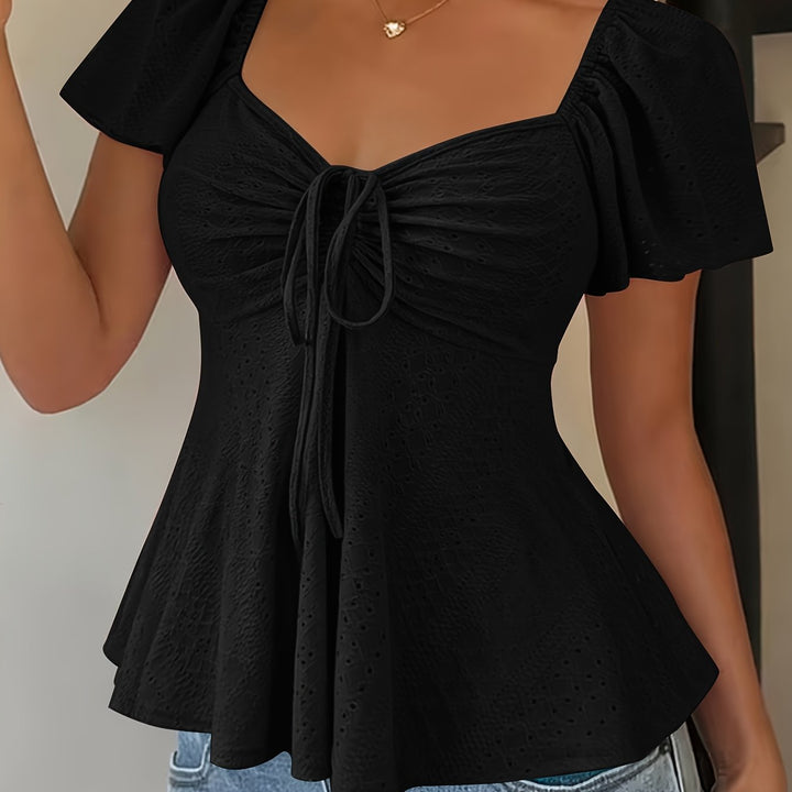 Josephine | Flutter-Ærme Peplum Top