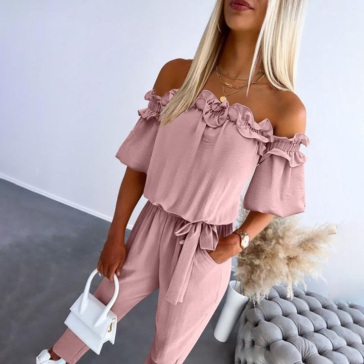Carmella | Stilig Off-Shoulder Tie-Waist Jumpsuit