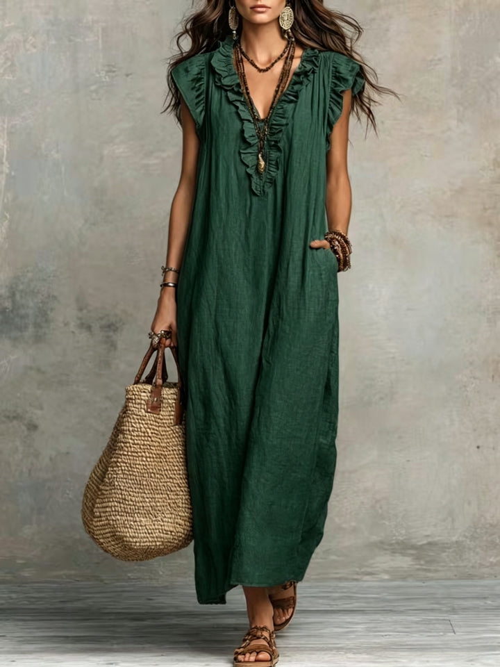 Marisol | Rynket Bohemian Maxi Kjole