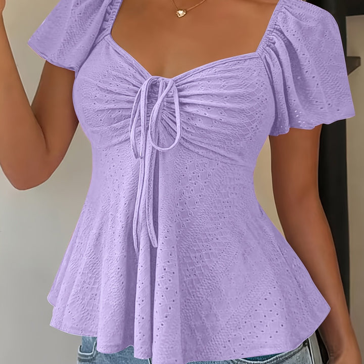 Josephine | Flutter-Ærme Peplum Top