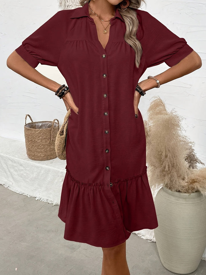 Maevelle | Knapdetaljeret Boho Midi Kjole