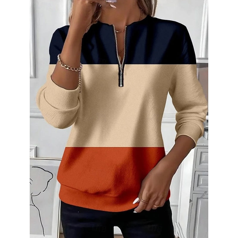 Annabel | Half-Zip Farveblok Sweatshirt