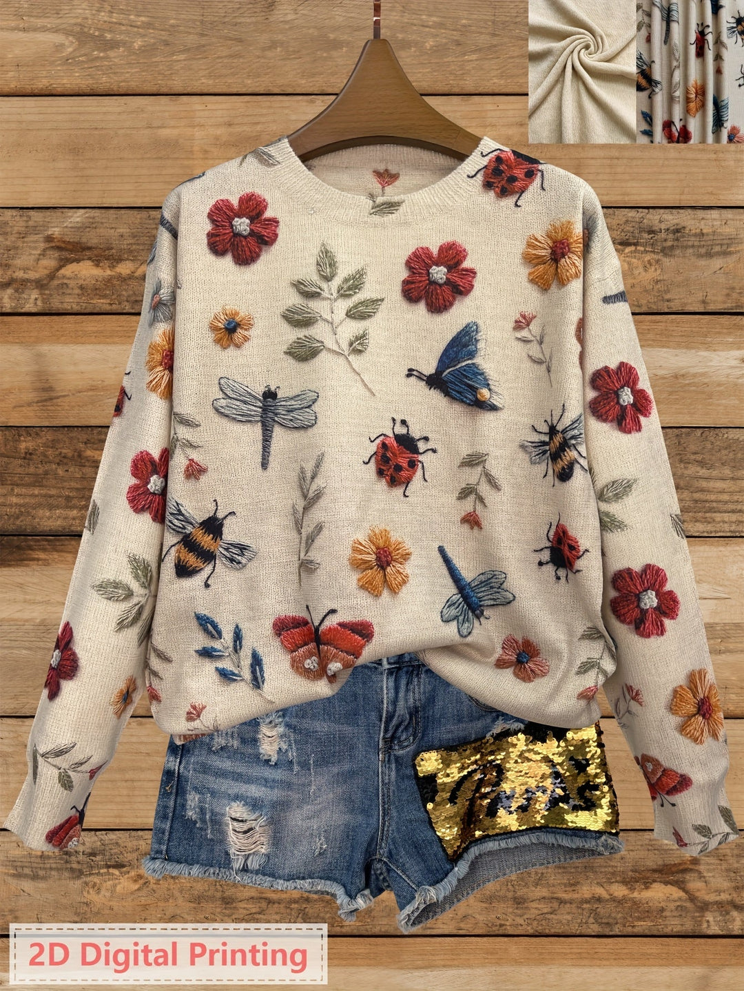 Elsie | Botanisk Print Crewneck Sweater