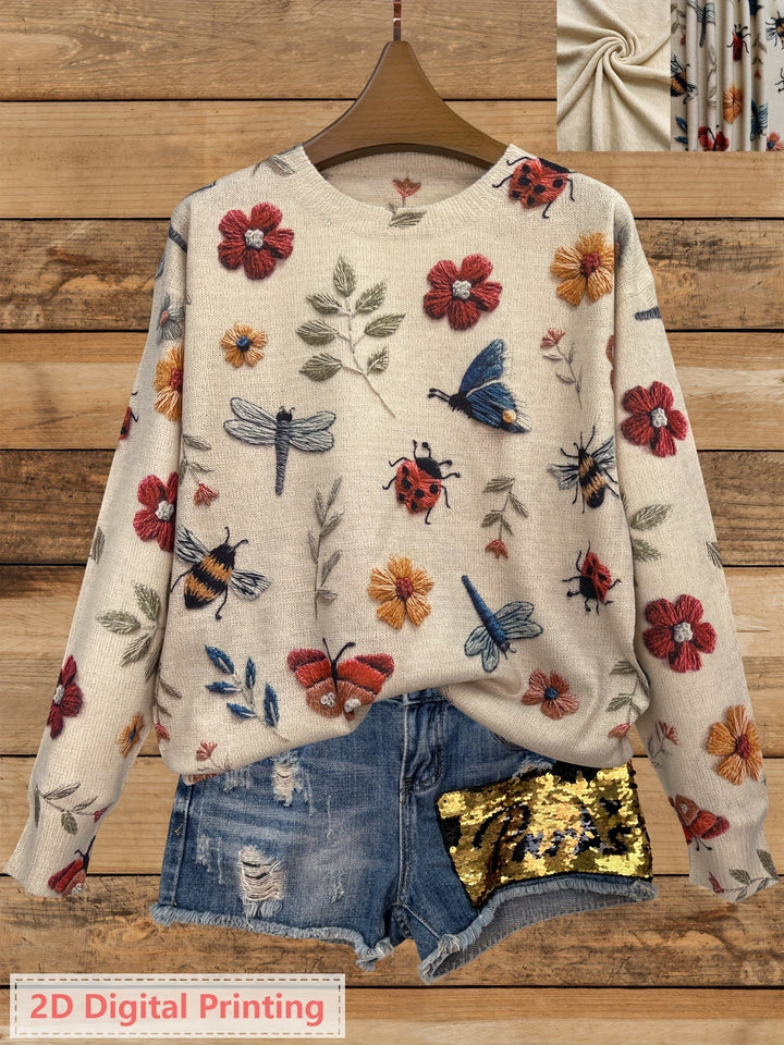 Elsie | Botanisk Print Crewneck Sweater