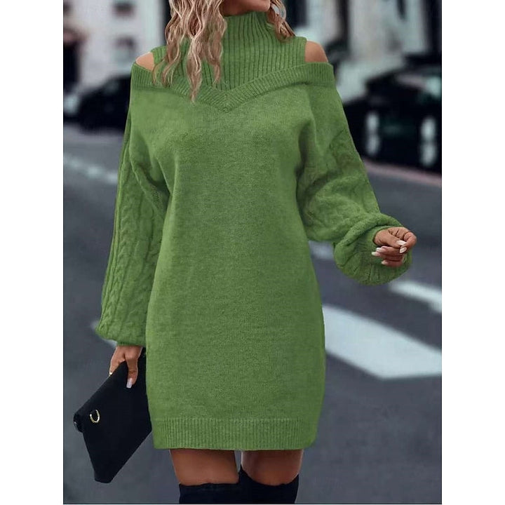 Winifred | Kold- skulder Turtleneck Sweater Kjole