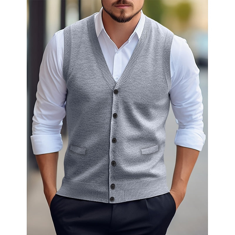 Leonard | Knappet V-Hals Sweater Vest