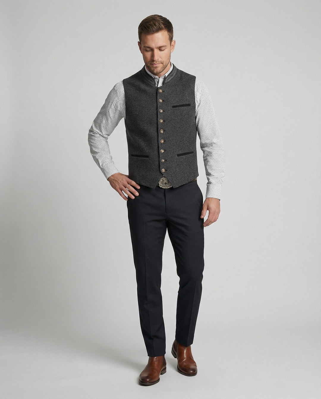 Frederik | Traditionel Stående Krave Vest