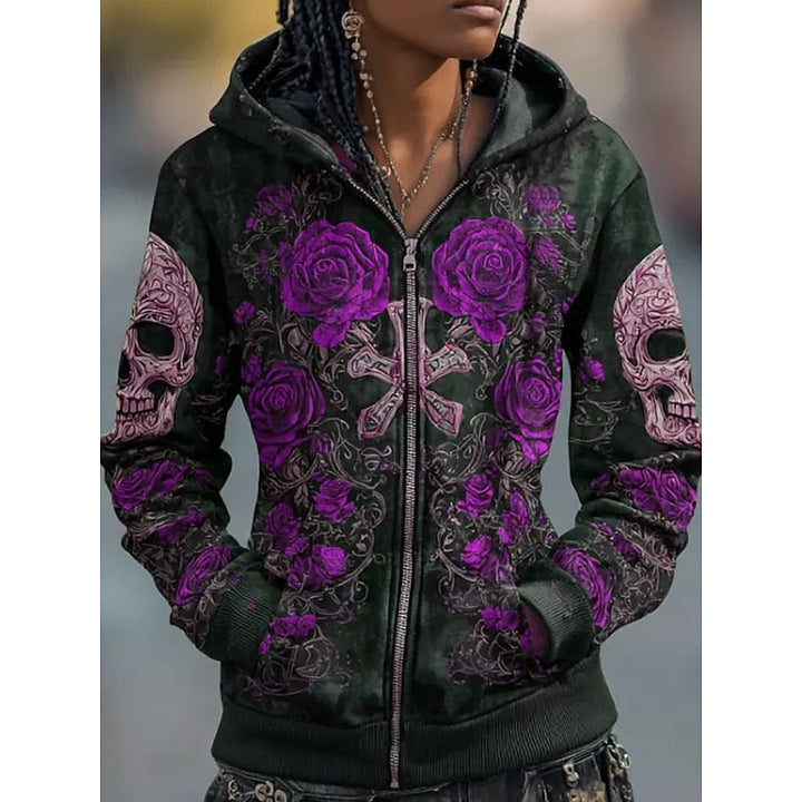 Willow | Hodeskalle &amp; Rose Halloween Zip-Up Hoodie