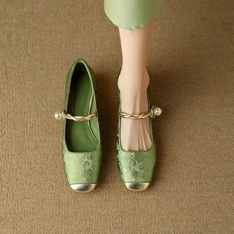 Camille | Vintage Flettet Perle Strop Sko