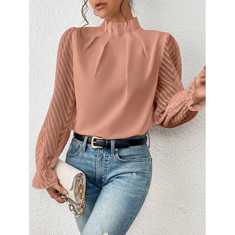 Elspeth | Elegant Højhalset Bluse